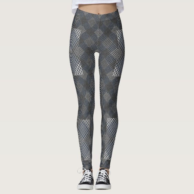 Checker mönster diagonal 2 ton.bx4x4 BLK BG Leggings (Framsida)