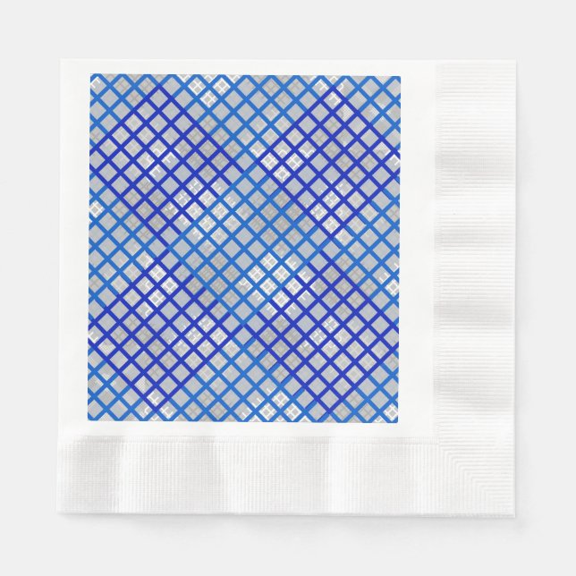 Checker mönster diagonal Blue 02.w LGrey BG Pappersservett (Framsidan)