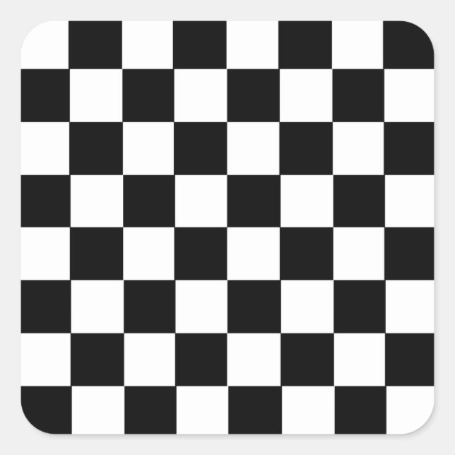 Checker Mönster Fyrkantigt Klistermärke (Framsida)