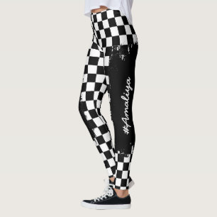 Checker Mönster Leggings-Tävla-Sport-Women Leggings