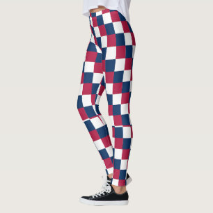 Checker mönster med USA flagga färg Leggings