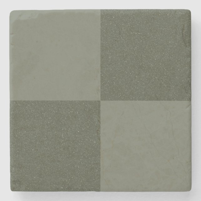 Checker Moss Green Stone Coaster – Kan anpassas Stenunderlägg (Framsidan)
