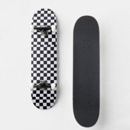Checker, svart och vitt mini skateboard bräda 18,5 cm