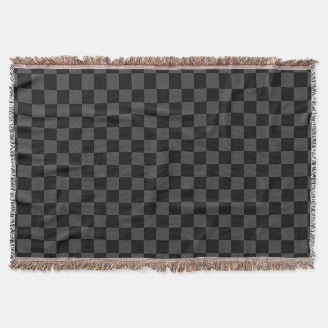 Checkerboard Black Grått Checkated Squarered Check Filt (Framsidan)