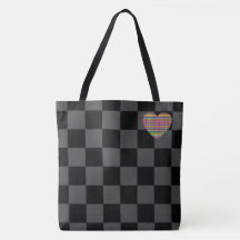 Checkerboard - Black Grått - Emo - Tote