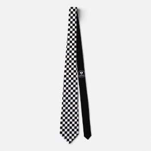 Checkerboard - Black White - Emo - Neck Tie Slips