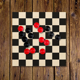 Checkerboard Chequerboard Black + Wood Game Board Trätavla