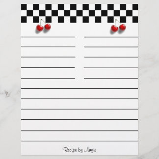 Checkerboard Cherries Recept Papper 8.5 x 11 Reklamblad