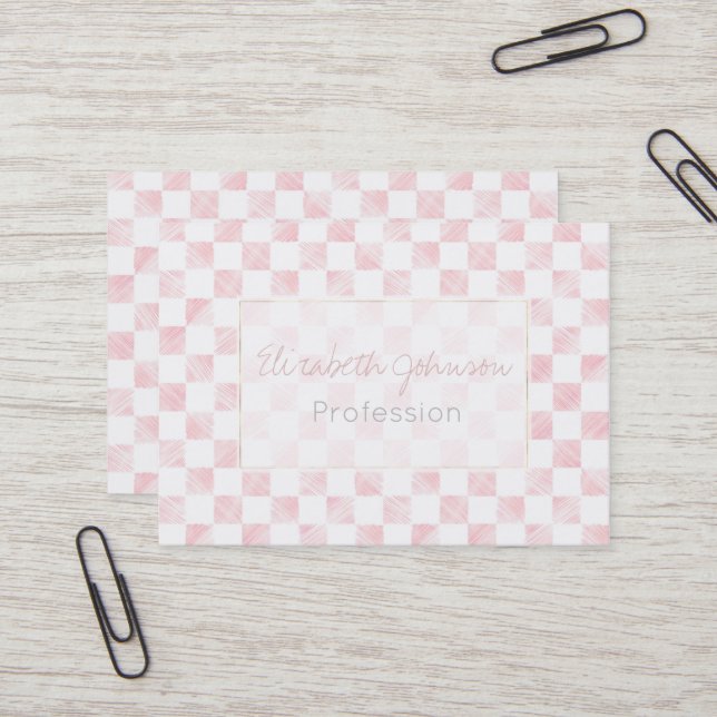 Checkerboard för moderna vita Rosor Visitkort (Fram/Back In Situ)
