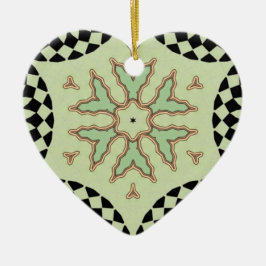 CHECKERBOARD HEART JULGRANSPRYDNAD KERAMIK