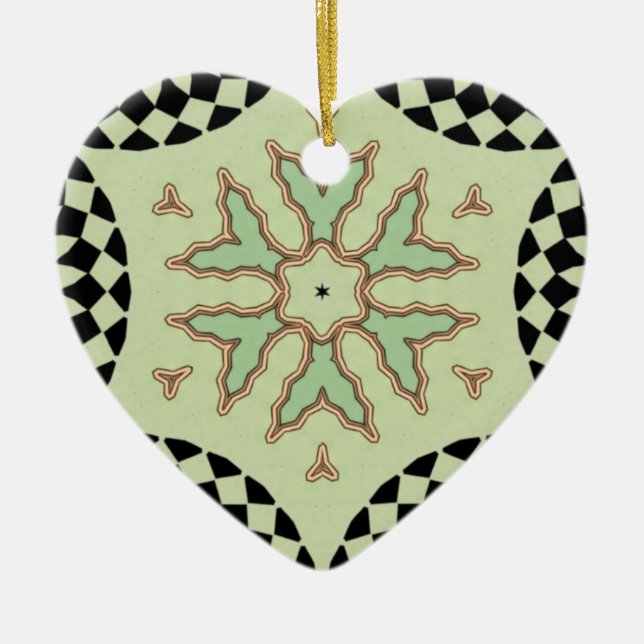 CHECKERBOARD HEART JULGRANSPRYDNAD KERAMIK (Framsidan)