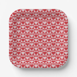 Checkerboard Heart Valentines Pappra Tallrikar
