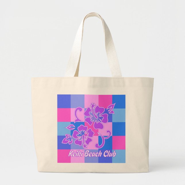 Checkerboard Hibiscus Beach Baggs Jumbo Tygkasse (Framsidan)
