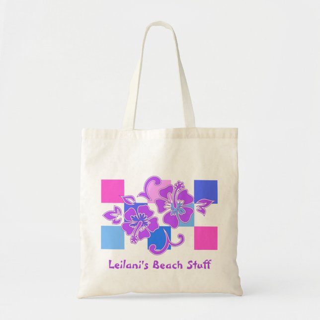 Checkerboard Hibiscus Beach Baggs Tygkasse (Framsidan)