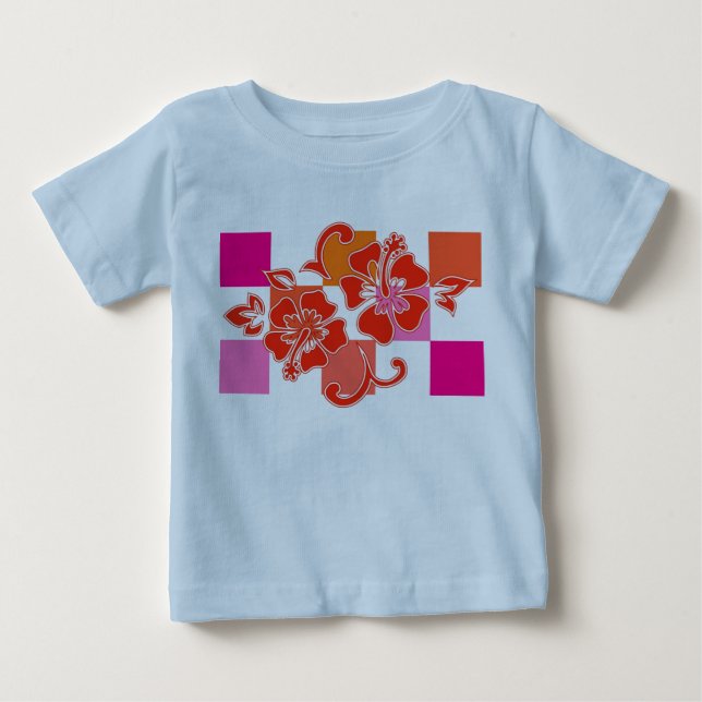 Checkerboard Hibiscus Småbarn & infunderande Tees T Shirt (Framsida)