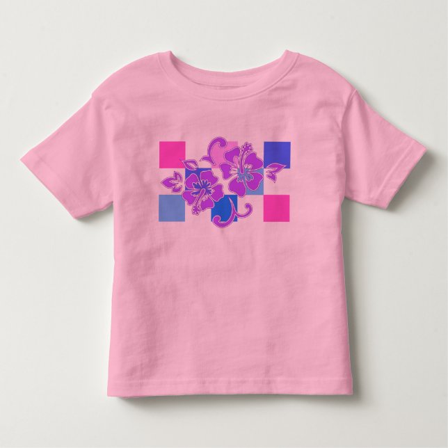 Checkerboard Hibiscus Småbarn & infunderande Tees Tröja (Framsida)