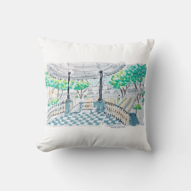 Checkerboard Kiosk Park View Kudde (Framsida)