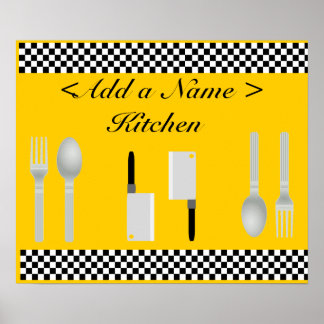 Checkerboard Kitchen Poster Skriv ut