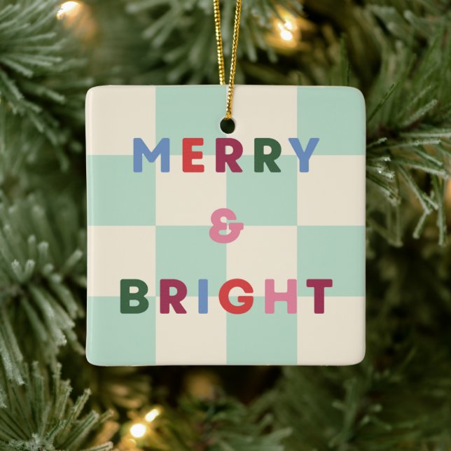 Checkerboard Merry & Bright Christmas Ornament (Träd)