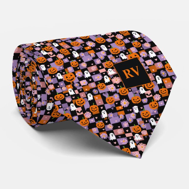 Checkerboard Pumpkin Party Halloween Monogrammed Slips (Rullad)