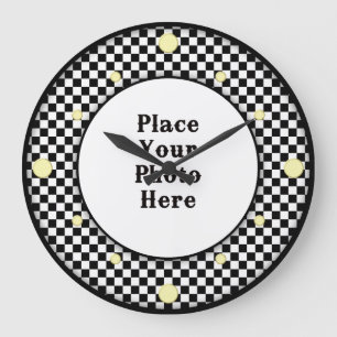Checkerboard Ram din fotoväggsklocka Stor Klocka