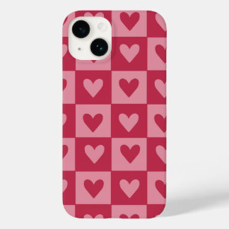 Checkerboard Red Heart Mönster Phone Case