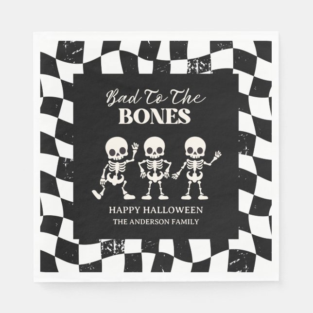 Checkerboard Retro är felaktigt för bones Hallowee Pappersservett (Framsidan)