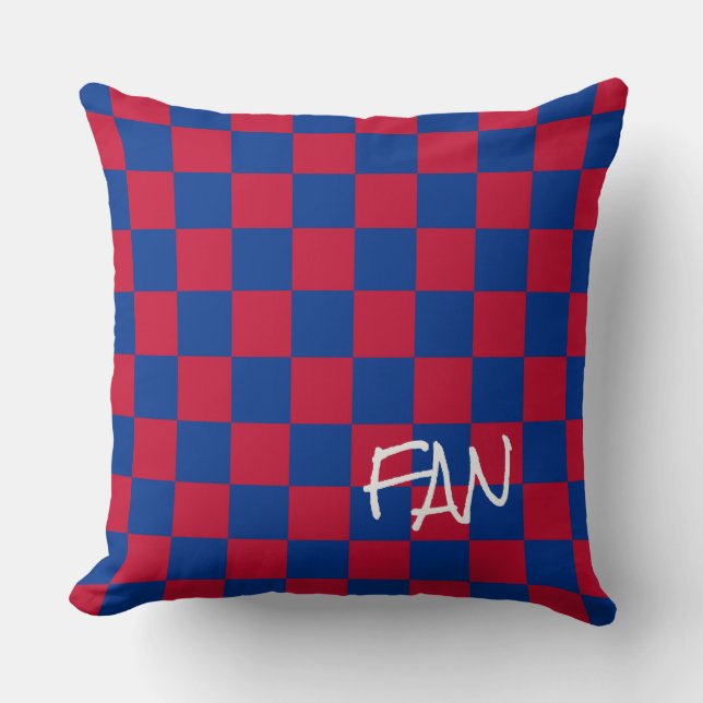 Checkerboard Sportfantast Blue Red Team School Rol Kudde (Framsida)