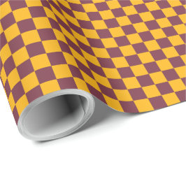 Checkerboard Sports Team Spirit Maroon Guld Roligt Presentpapper
