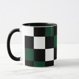 Checkerboard White Black Grönt Kontrollerad Mugg
