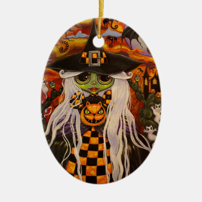 Checkerboard Witch Halloween Ornament (Framsidan)