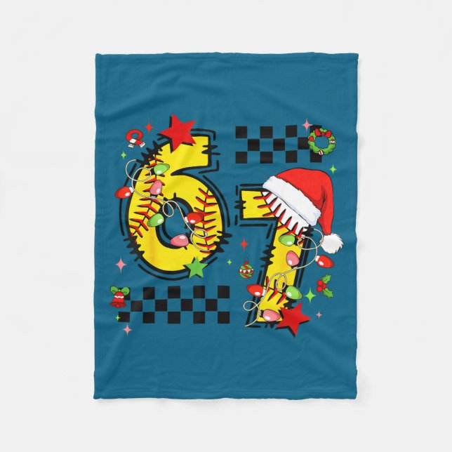 Checkered 67 Softball Santa Hat Christmas Six Seve Fleecefilt (Framsidan)