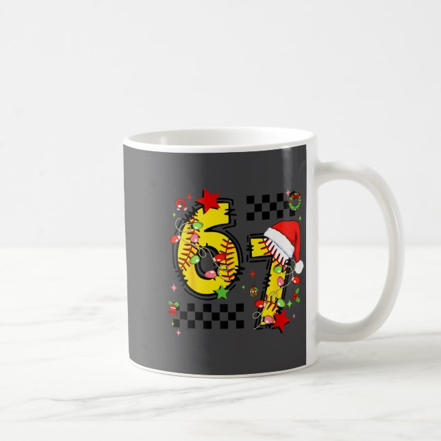 Checkered 67 Softball Santa Hat Christmas Six Seve Kaffemugg (Höger)