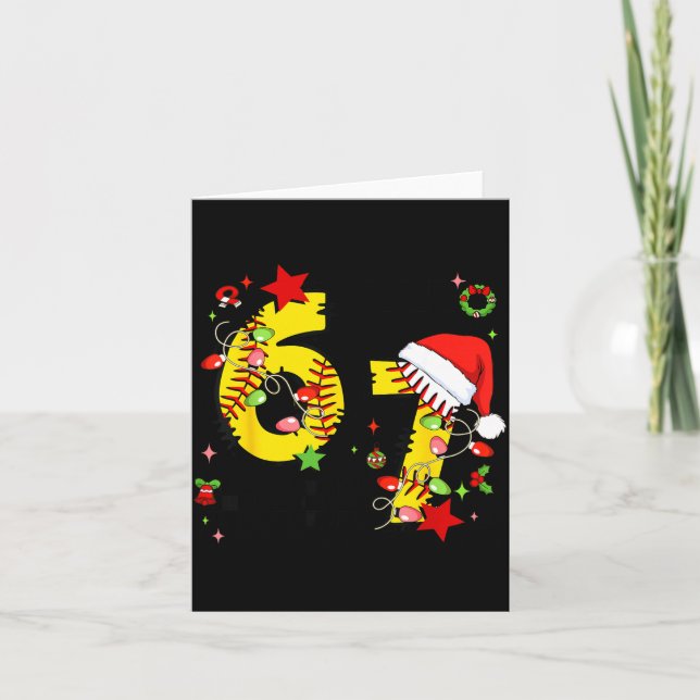 Checkered 67 Softball Santa Hat Christmas Six Seve Kort (Framsida)