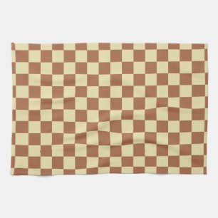 Checkered Beige and Brown Kökshandduk