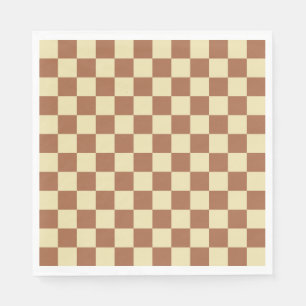 Checkered Beige and Brown Pappersservett