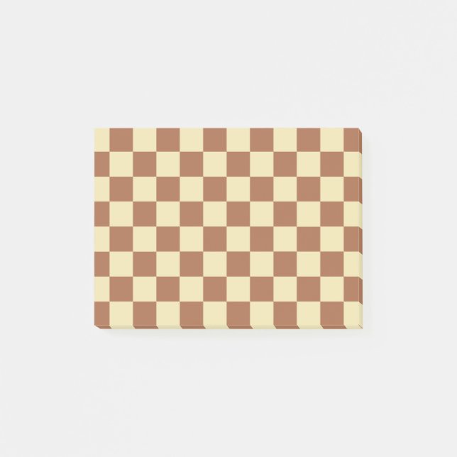 Checkered Beige and Brown Post-it Block (Framsida)