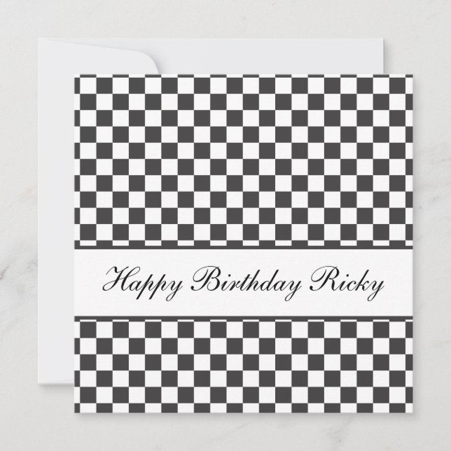 Checkered Birthday-inbjudan Inbjudningar (Framsida)
