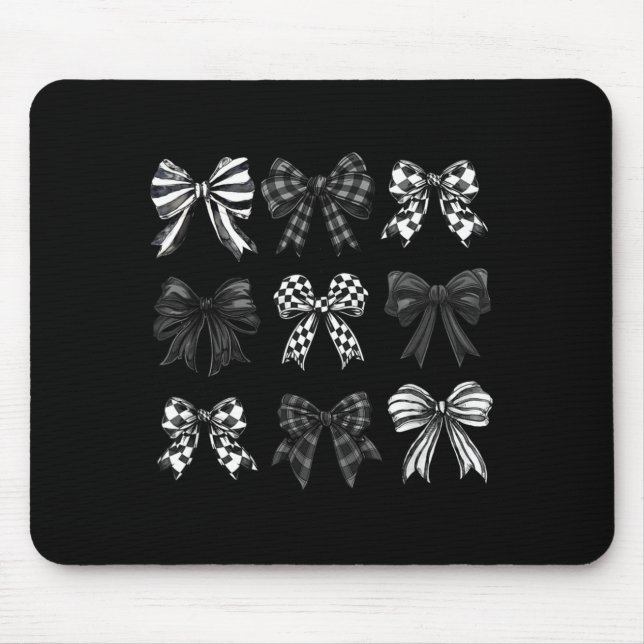 Checkered Bow Coquette Funny Gift Tee Women, Men  Musmatta (Framsidan)