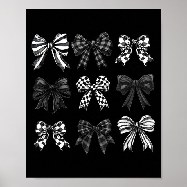 Checkered Bow Coquette Funny Gift Tee Women, Men  Poster (Framsidan)