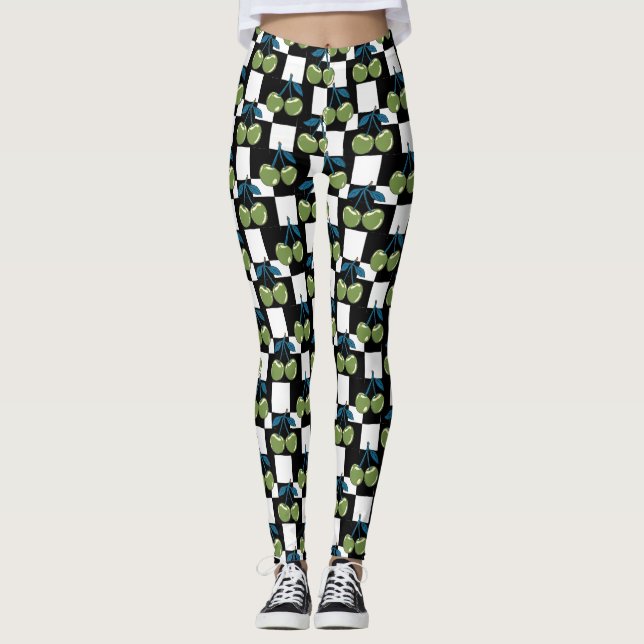 "Checkered Cherry Pop" Leggings (Framsida)