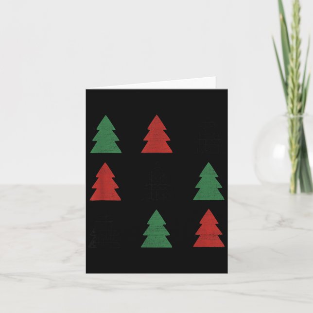 Checkered Christmas Tree Graphic Crewneck Swea Fun Kort (Framsida)