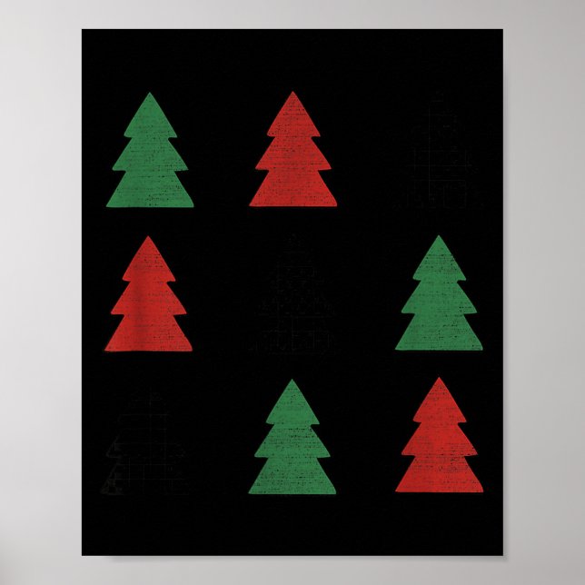 Checkered Christmas Tree Graphic Crewneck Swea Fun Poster (Framsidan)