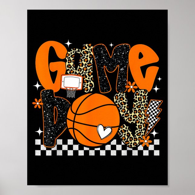 Checkered Game Day Basketball Srts Lover Men Women Poster (Framsidan)