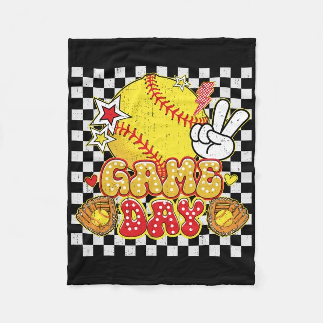 Checkered Game Day Cute Coquette Bow Softll Women  Fleecefilt (Framsidan)