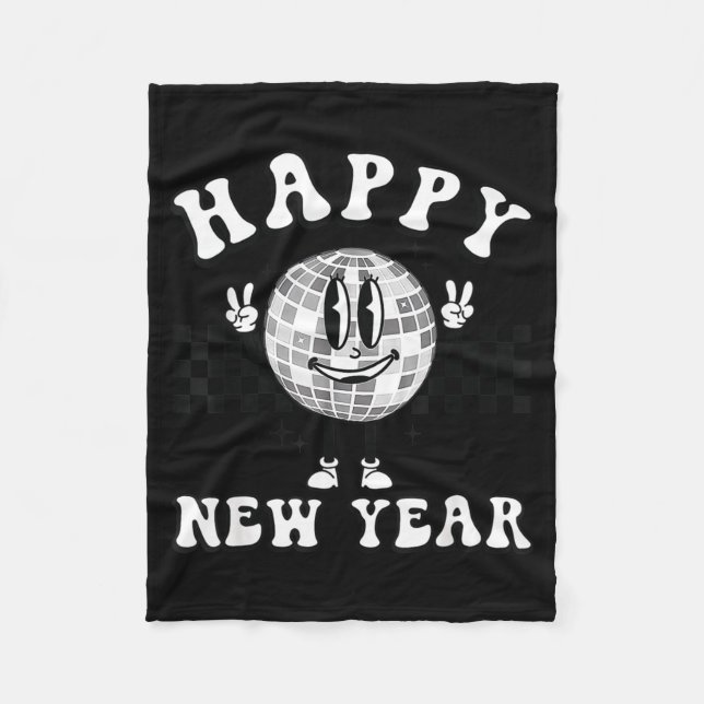 Checkered Happy New Year 2026 Disco Ball New Year  Fleecefilt (Framsidan)