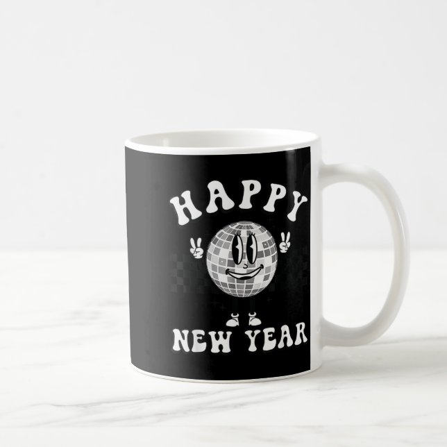 Checkered Happy New Year 2026 Disco Ball New Year  Kaffemugg (Höger)