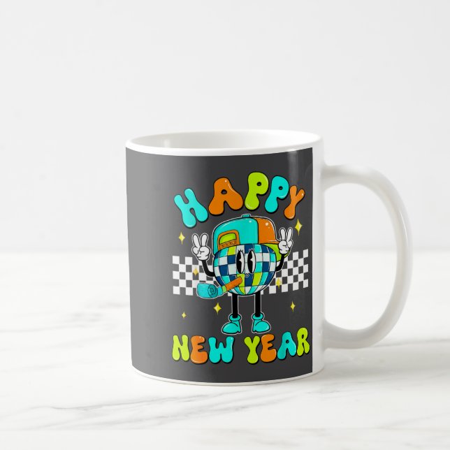 Checkered Happy New Year 2026 Disco Ball New Year  Kaffemugg (Höger)