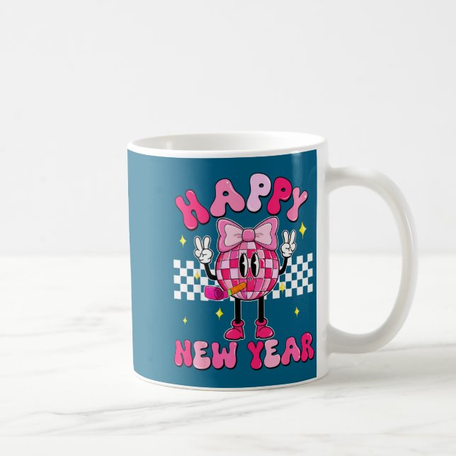 Checkered Happy New Year 2026 Disco Ball New Year  Kaffemugg (Höger)