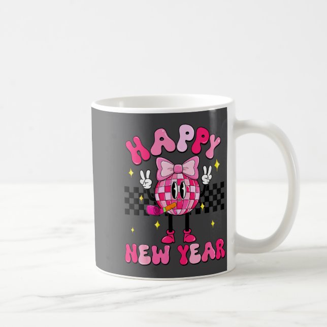Checkered Happy New Year 2026 Disco Ball New Year  Kaffemugg (Höger)